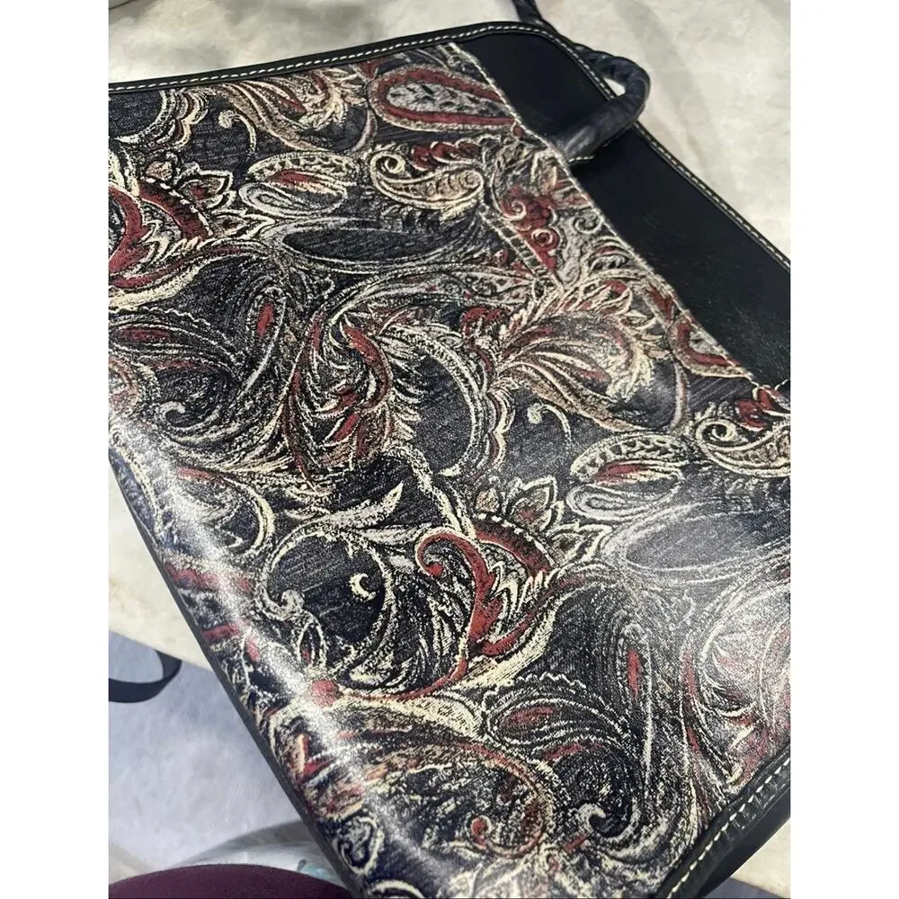 Patricia Nash Paris black shoulder bag w/ paisley design